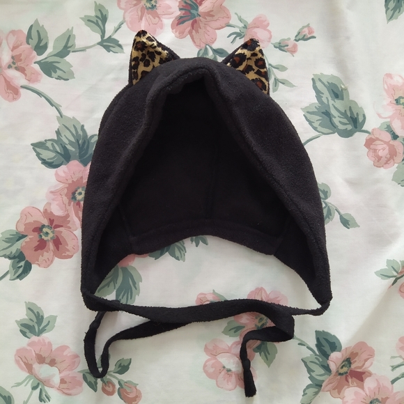 NWOT Black Fleece Cat Ears Hat Winter Toque - Picture 3 of 4
